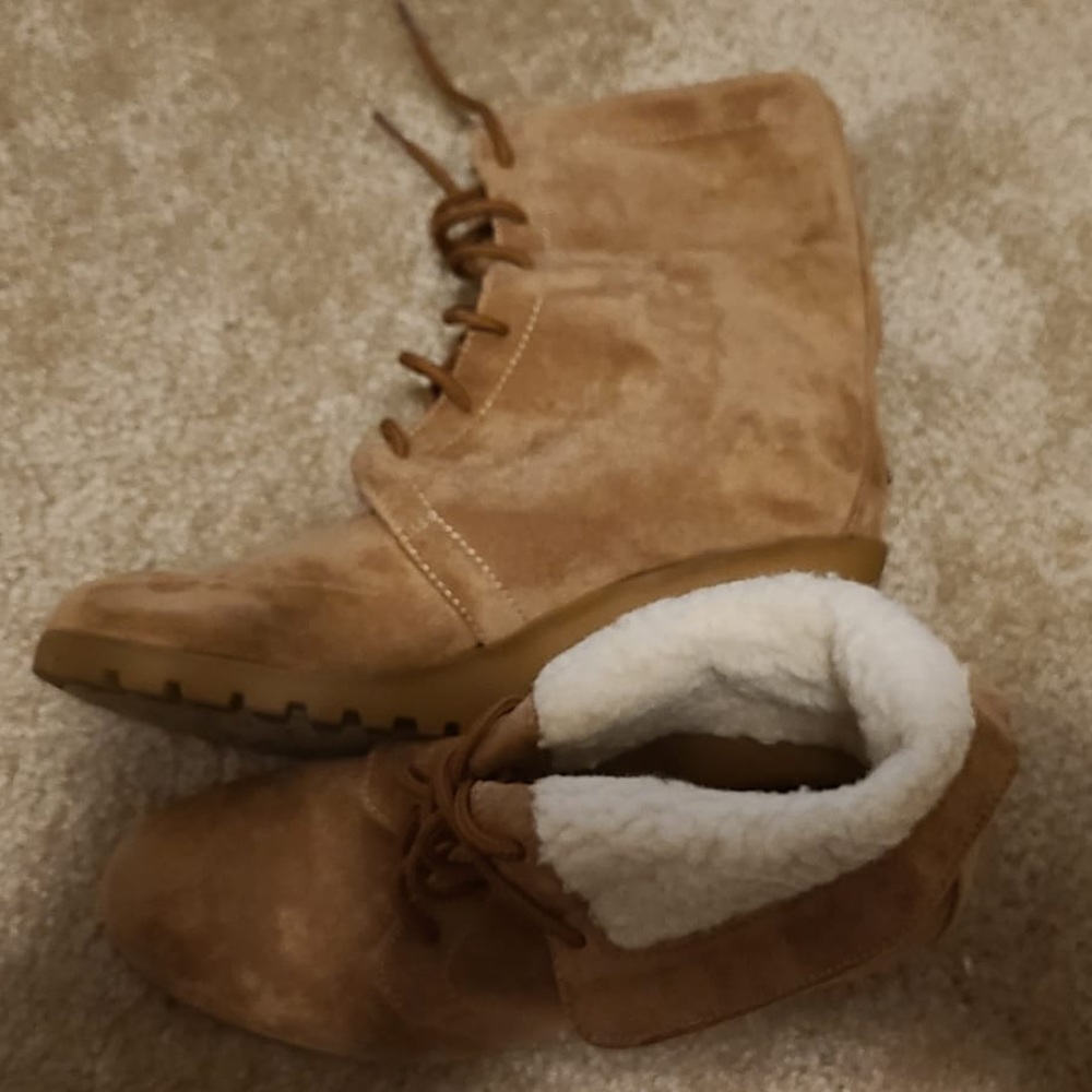 Nautica Tan wedge lace up booties - 8.5
